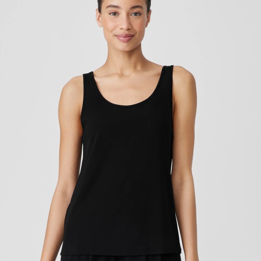 Eileen Fisher Stretch Silk Jersey Scoop Neck Tank